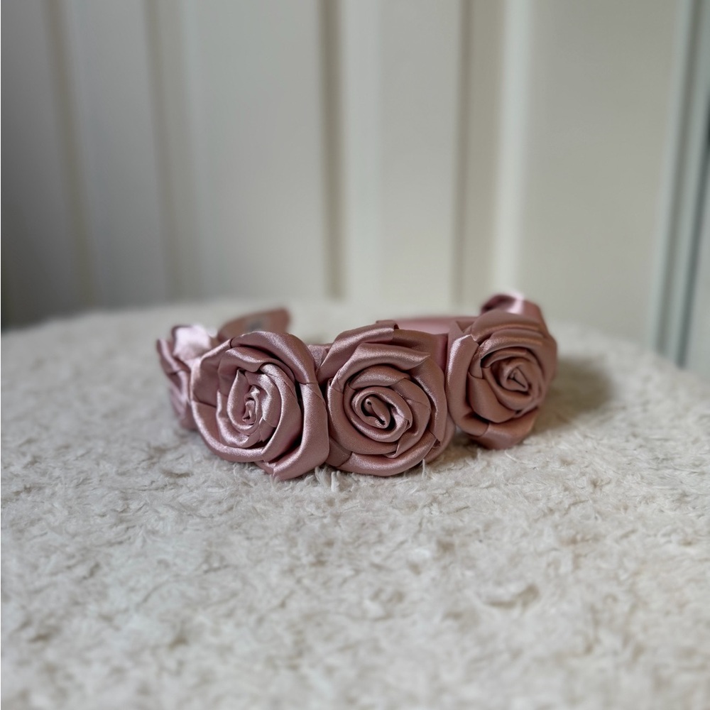 4/$25 Claire’s Girls Pink Satin Rose Headband One Size